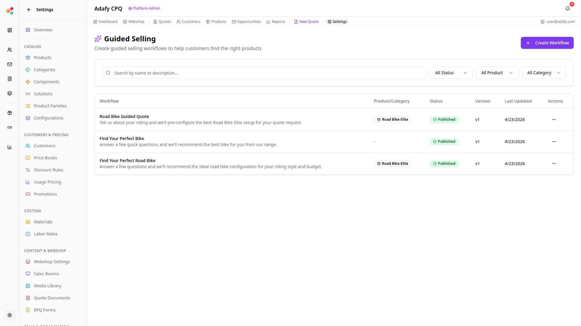Adafy CPQ myyntikonfiguraattori - ohjattu myynti nopeuttaa perehdytystä