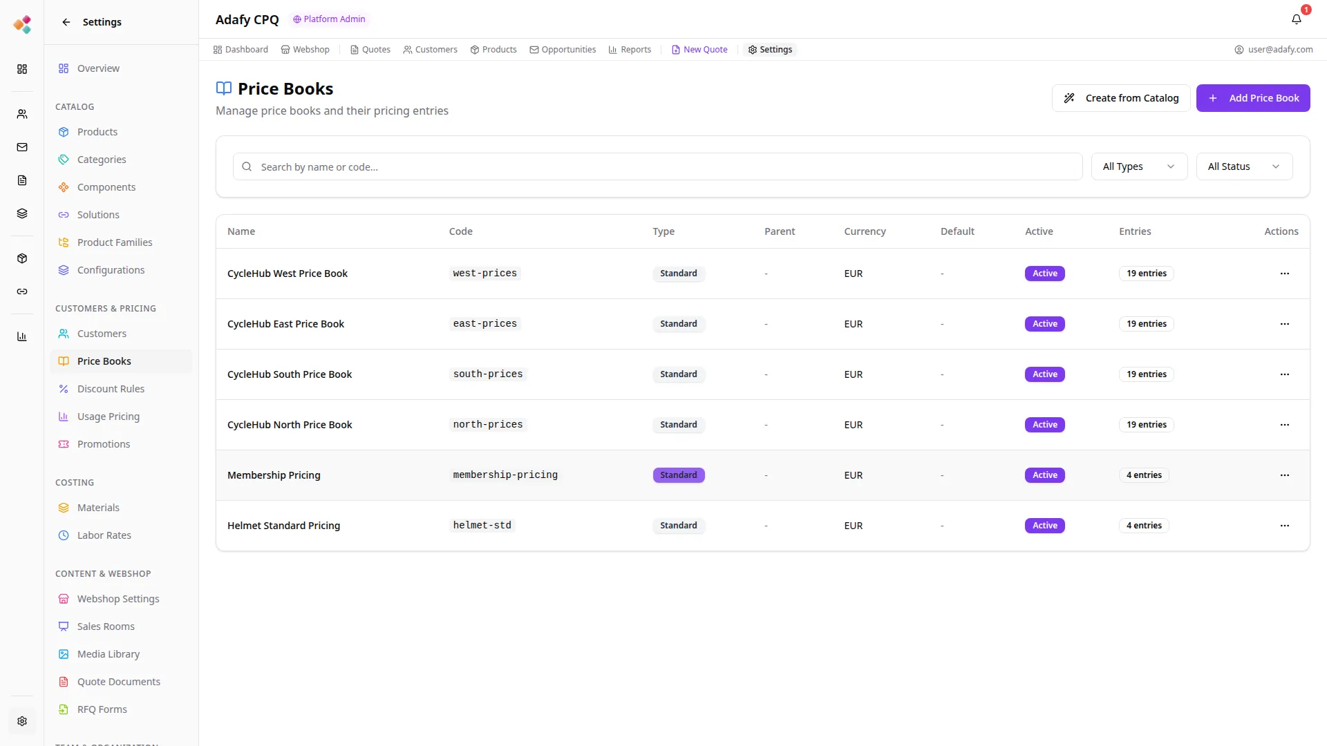 Adafy CPQ myyntikonfiguraattori - automaattinen hinnoittelu ja reaaliaikainen laskenta